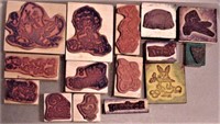 Child's 15 Rubber Stamp Blocks Animals Names
