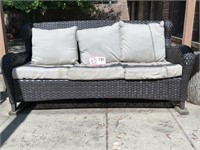 Wicker couch, 78” long w/ cushions