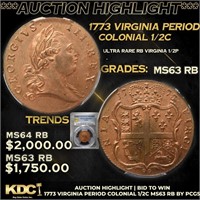 ***Auction Highlight*** PCGS 1773 Virginia Period