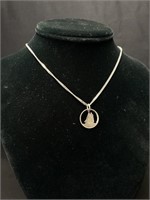 800 Silver Dime Pendant w Sterling Silver Chain