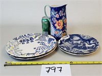 4 Anthropologie Plates and Pitcher (No Ship)