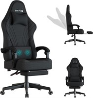 Big & Tall Gaming Chair  Footrest  Black