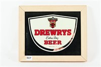 FRAMED DREWRYS BEER PLASTIC SIGN
