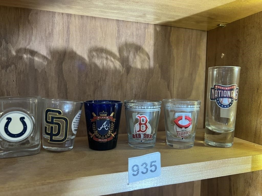 ASSORTED SHOT GLASSES, BASEBALL, RED SOX