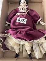 Handmade (70's) doll w/handmade purple dress