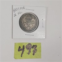 1942 Britain 2 shilling coin