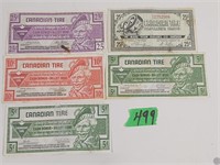 5 Canadian Tire bills (1 Repaired)