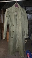 Army Green 2 Pocket Vintage Trench Coat With