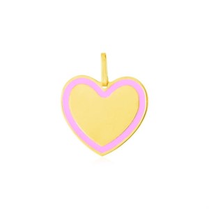 14k Gold & Pink Enamel Heart Pendant