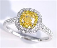 0.52ct Natural Yellow Diamond  Ring, 18k gold