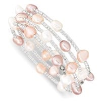 Multi -Color Freshwater Pearls Bead Glass Bracelet