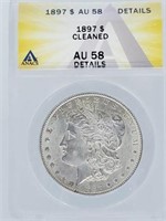 1897 Morgan Dollar AU 58 Cleaned