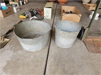 Pair of Metal Galvanized Handled Buckets