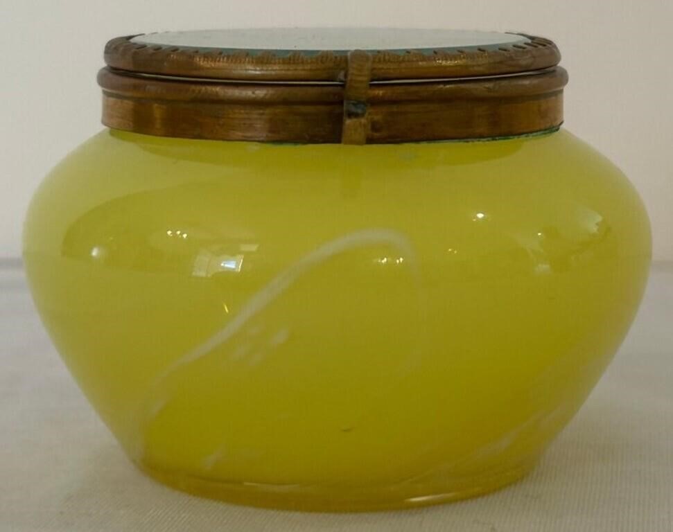 K - BIEDERMEIER GLASS JAR W./ LID 1900'S (B30)