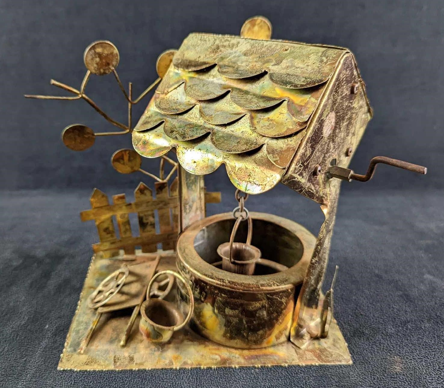 Vintage Copper Tin Wishing Well Music Box