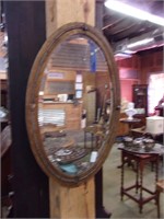 As Is Deco Beveled Mirror in Oak Frame