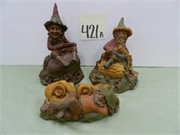 (3) Clark Gnome Figurines - Spud, Kernel & Pete