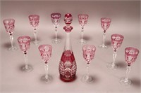 Val. St. Lambert Ruby Flashed Glass Decanter and