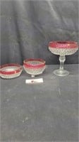 Indiana glass red rimmed glass dishes