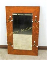 Antique Beveled Mirror w/Oak 5-5/8" Frame &