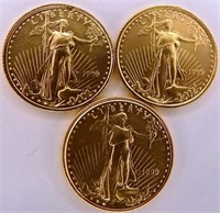 (3) 1999 American Eagle $5 Gold Coins