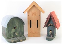 Three Wooden Bird Houses