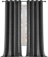 Dark Grey Soft Velvet Curtains-1 Pair, 52"x63"