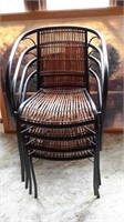Stackable Metal and Wicker/Cane Chairs