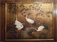 Framed Crane Painting by B. Joseph