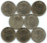 Eight Bicentennial 1976 Eisenhower Dollar Coins