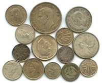 14 Foreign Coins - Mostly Silver
