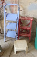 3 Step Metal Folding Ladder & 2 Step Wooden Ladder