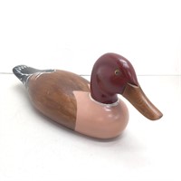 Vintage hand painted wood duck decoy decor red