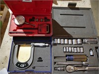 Micrometer, dial gauge & sockets