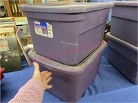 (2) Smaller Sterilite 10gal totes w/ lids - Purple