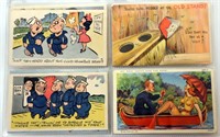 WWII Postcards Comic From Soldier to Family & Girl