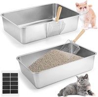 Helyhoob Steel Litter Box 2 Set  24x16x6inches