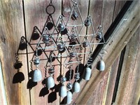 Wind chime Metal with Amber Glass Large Beads