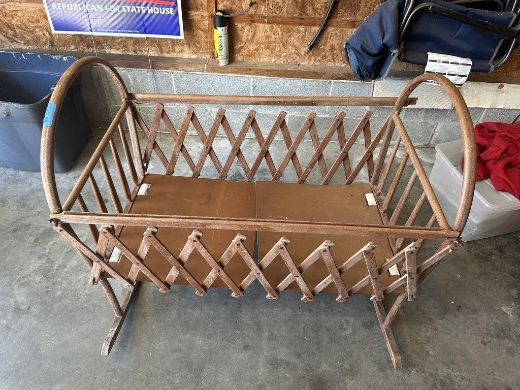 Vintage Accordian Collapsing Baby Cradle