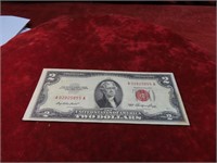 1953- $2 Red seal  US banknote.