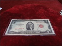 1953-C $2 Red seal  US banknote.