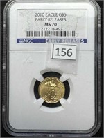 (1) 2010 Eagle Five Dollar Gold pc., 1/10 oz. MS 7