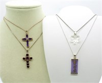 (4) Sterling Necklaces with Pendants