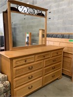 Wood Dresser and Mirror