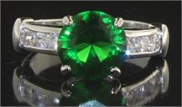 Beautiful Emerald & White Topaz Fashion Ring