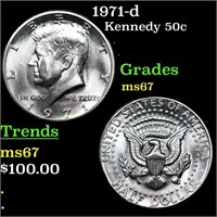 1971-d Kennedy Half Dollar 50c Grades GEM++ Unc