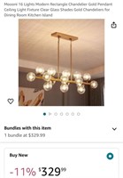 CHANDELIER MISSING ONE GLOBE (OPEN BOX)