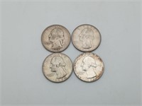 1930's-1960's Silver Quarters US Coins 4 total
