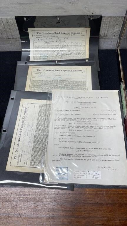 100 Year Old Newfoundland Documents NFLD Railway &