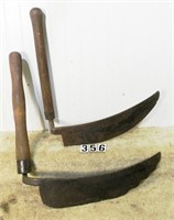 2 – Wrought iron haystack knives, F-G: “P.